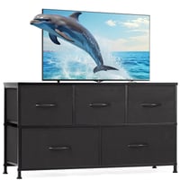 Komoda Sweetcrispy s 5 zásuvkami do spálne a obývačky, s nastaviteľnými nožičkami, čierna, 100x30x53 cm 8