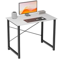 Sweetcrispy radni stol 80x50x75,4 cm, bijeli pisaći stol s metalnim okvirom, mali stol za učenje u spavaćoj sobi, dnevnom boravku ili radnoj sobi 1