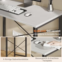 Sweetcrispy radni stol 80x50x75,4 cm, bijeli pisaći stol s metalnim okvirom, mali stol za učenje u spavaćoj sobi, dnevnom boravku ili radnoj sobi 5