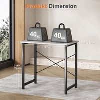 Sweetcrispy radni stol 80x50x75,4 cm, bijeli pisaći stol s metalnim okvirom, mali stol za učenje u spavaćoj sobi, dnevnom boravku ili radnoj sobi 3