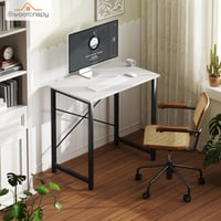 Sweetcrispy radni stol 80x50x75,4 cm, bijeli pisaći stol s metalnim okvirom, mali stol za učenje u spavaćoj sobi, dnevnom boravku ili radnoj sobi 6