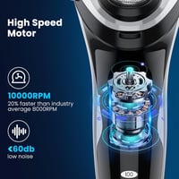 SweetLF Elektromos Borotva Férfiaknak 4D Forgófejes IPX7 Vízálló Száraz Nedves Borotválkozás Szakállvágó LED Kijelző 6