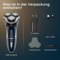 Aparat de ras electric pentru bărbați SWEETLF pentru utilizare uscată și umedă, rezistent la apă IPX7, cu 4 capete rotative și afișaj LED, pentru barbă, albastru marin 7