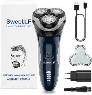 SweetLF nedves-száraz elektromos borotva, 3 forgó fejjel, vízálló