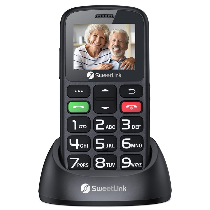 Telefon mobil pentru seniori SweetLink S2PLUS fără abonament, telefon cu butoane mari, Dual-SIM, funcție SOS