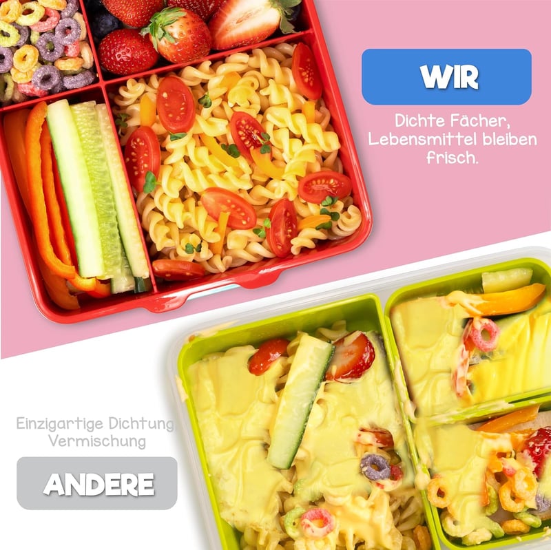 Sweety Fox Dinoszauruszos Uzsonnás Doboz Gyerekeknek - Szivárgásmentes Bento Box 3-12 Éveseknek, Mosogatógépben Mosható, BPA-mentes, Kék