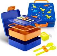 Sweety Fox Dinoszauruszos Uzsonnás Doboz Gyerekeknek - Szivárgásmentes Bento Box 3-12 Éveseknek, Mosogatógépben Mosható, BPA-mentes, Kék 1