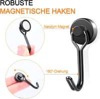 Swihorab Erős Mágneses Horgok 6 db 16mm Neodímium 10kg Teherbírás Forgó Rozsdamentes 2