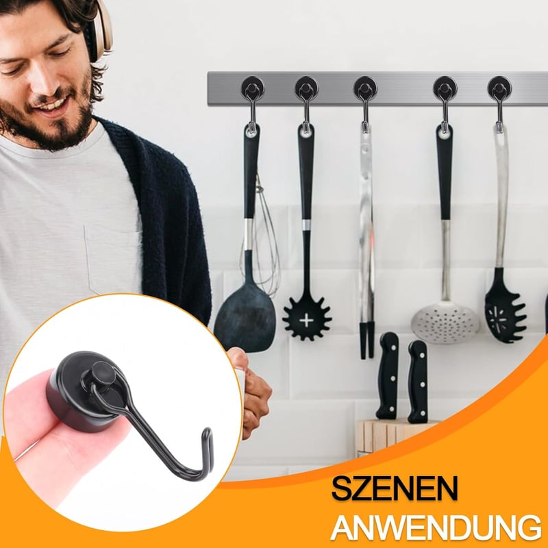 Swihorab Erős Mágneses Horgok 6 db 16mm Neodímium 10kg Teherbírás Forgó Rozsdamentes
