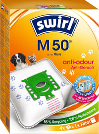 Swirl M 50 EcoPor szagmentes porszívó zsák Miele-hez, 4 db, allergia szűrő 1