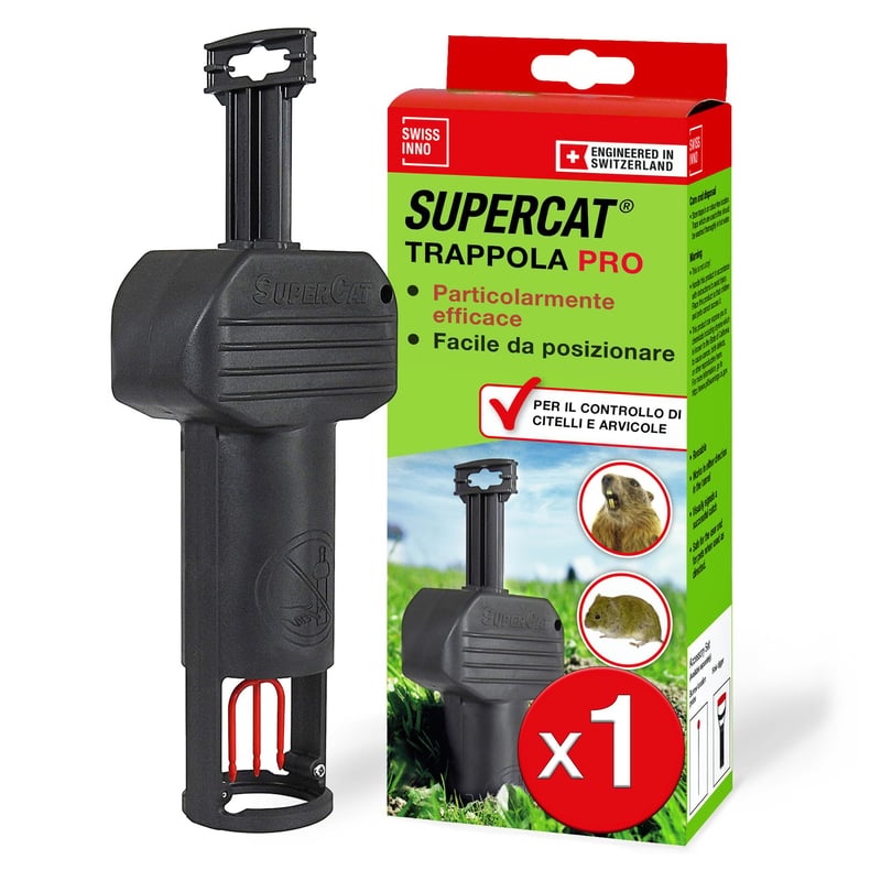 SWISSINNO PRO SuperCat Pasca na hraboše a poľné myši – Tunelová úderová pasca, citlivý spúšťač, jednoduché nastavenie, opakovane použiteľná – 1
