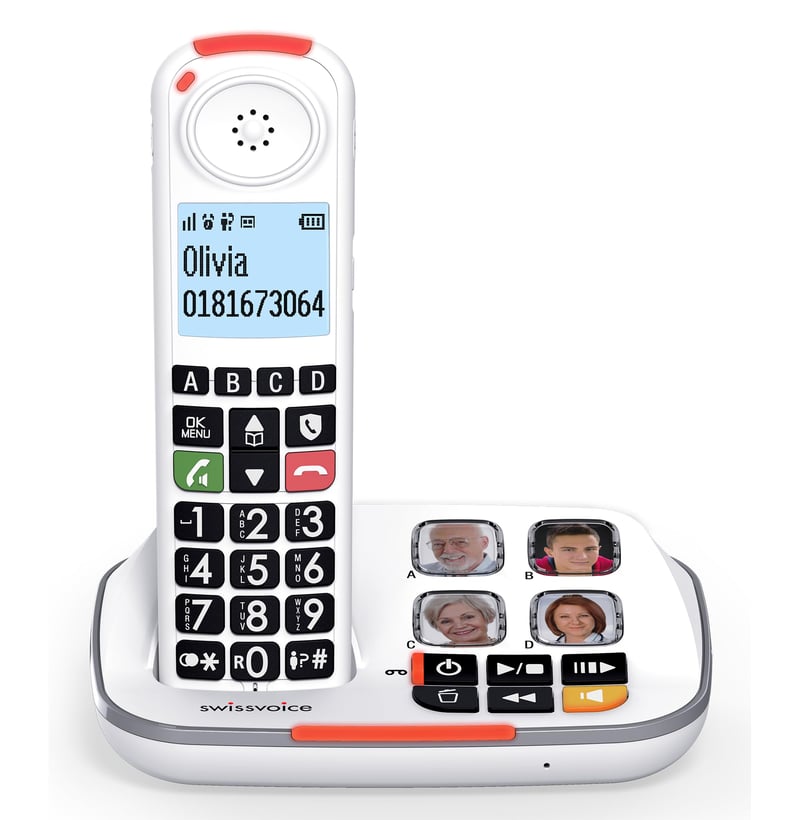 Telefon fără fir DECT Swissvoice Xtra 2355 Duo alb - robot telefonic, butoane mari, compatibil cu aparate auditive, blocare apeluri, 2 receptoare