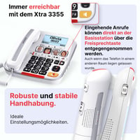 SWISSVOICE Xtra 3355 Combo DECT stolný telefón s káblovým pripojením a prenosným slúchadlom, veľké tlačidlá, záznamník, kompatibilita s načúvacími prístrojmi, blokovanie hovorov, biela farba 3