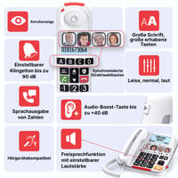 SWISSVOICE Xtra 3355 Combo DECT stolný telefón s káblovým pripojením a prenosným slúchadlom, veľké tlačidlá, záznamník, kompatibilita s načúvacími prístrojmi, blokovanie hovorov, biela farba 5