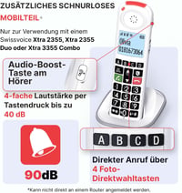 Swissvoice Xtra 55 kiegészítő DECT kézibeszélő Xtra 2355/2355 Duo/3355 Combo készülékekhez 2