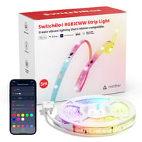 LED pásik SwitchBot RGBICWW 5 m, 72 LED/m, podpora Matter, Apple Home, Alexa a Google Home, 16 miliónov farieb, synchronizácia s hudbou, nepriame osvetlenie 1