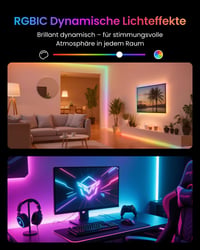 LED pásik SwitchBot RGBICWW 5 m, 72 LED/m, podpora Matter, Apple Home, Alexa a Google Home, 16 miliónov farieb, synchronizácia s hudbou, nepriame osvetlenie 4