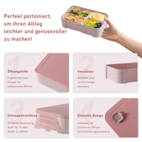 Swkien Dječja kutija za užinu s pretincima, 1100 ml, Bento kutija otporna na curenje, 3-u-1 školska kutija za ručak, prikladna za mikrovalnu pećnicu i perilicu posuđa, bez BPA 5
