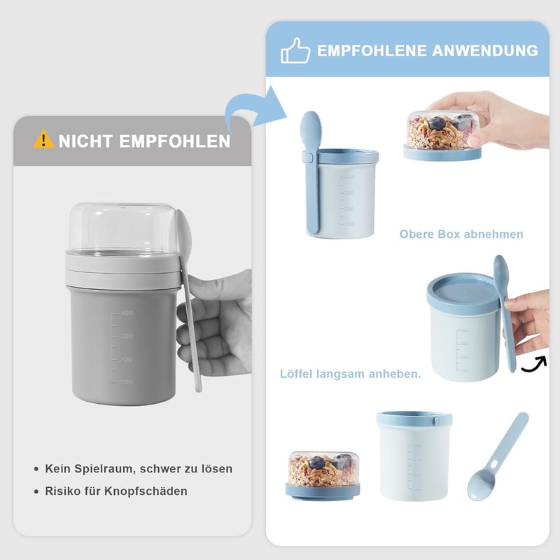 Swkien Müzli és Joghurt Pohár 450ml+250ml Szilikon Tetővel