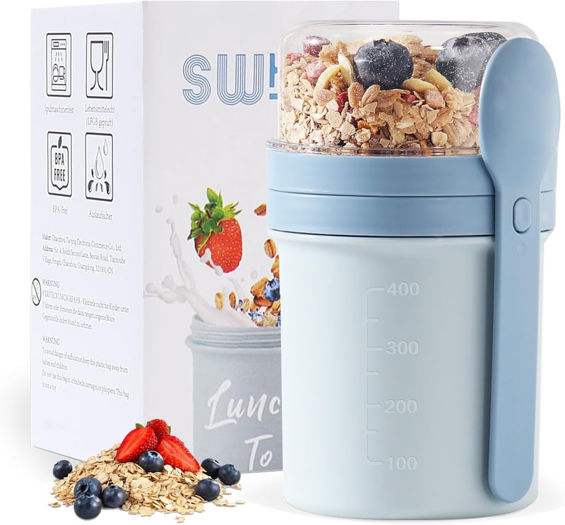Swkien Müzli és Joghurt Pohár 450ml+250ml Szilikon Tetővel