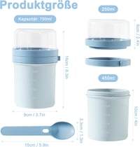 Swkien Müzli és Joghurt Pohár 450ml+250ml Szilikon Tetővel 3