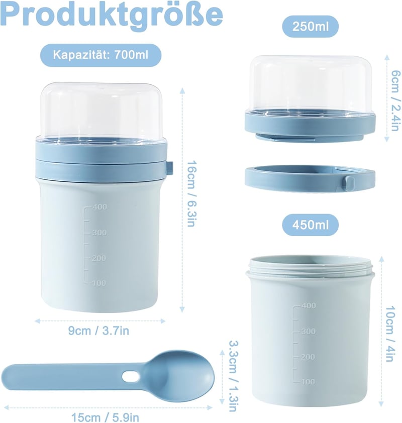 Swkien Müzli és Joghurt Pohár 450ml+250ml Szilikon Tetővel