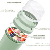 Swkien Müzli és Joghurt Pohár 450ml+250ml Szilikon Tetővel Zöld - Green 2