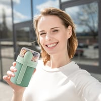 Swkien Müzli és Joghurt Pohár 450ml+250ml Szilikon Tetővel Zöld - Green 5