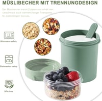 Swkien Müzli és Joghurt Pohár 450ml+250ml Szilikon Tetővel Zöld - Green 4