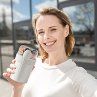 Pahar pentru musli Swkien la pachet 450 ml + 250 ml, recipient pentru iaurt cu lingură, bol pentru cereale etanș, gri deschis 5