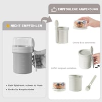 Pahar pentru musli Swkien la pachet 450 ml + 250 ml, recipient pentru iaurt cu lingură, bol pentru cereale etanș, gri deschis 6