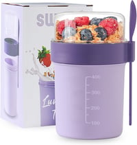 Swkien szöcske pohár kanállal, 560ml+220ml, lila, szellőző, mosogatógépben mosható - Vivid Lilac 1