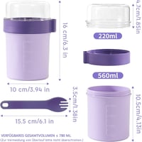 Swkien szöcske pohár kanállal, 560ml+220ml, lila, szellőző, mosogatógépben mosható - Vivid Lilac 4