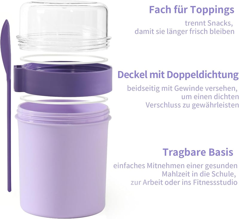 Swkien szöcske pohár kanállal, 560ml+220ml, lila, szellőző, mosogatógépben mosható - Vivid Lilac