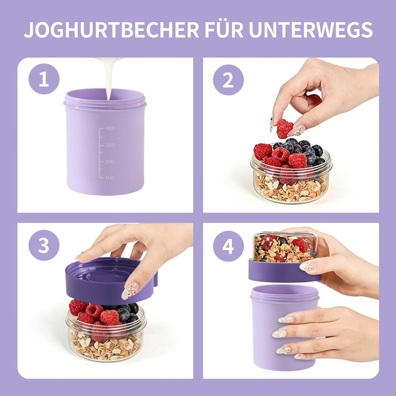 Swkien szöcske pohár kanállal, 560ml+220ml, lila, szellőző, mosogatógépben mosható - Vivid Lilac
