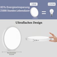 Swoieltr LED stropné svietidlo ploché okrúhle 18W 4000K 1600LM IP44 biele priemer 223 mm kúpeľňa obývacia izba spálňa chodba kuchyňa balkón 3