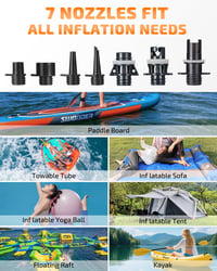 Elektrická SUP pumpa Swonder 20 PSI s inteligentným dvojstupňovým nafukovaním a automatickým vypnutím, na nafukovanie paddleboardov, kajakov a člnov 7