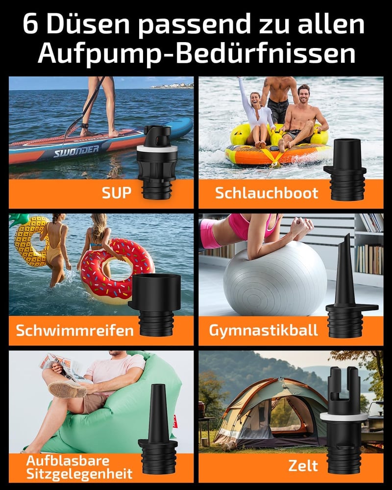 Swonder Seawolf Akkumulátoros SUP Pumpa 20PSI Elektromos Levegőpumpa Autós Adapter