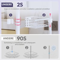 SWTYMIKI Teleskopska polica za tuširanje od nehrđajućeg čelika, podesiva visina 70-275 cm, kupaonski stalak za pohranu 3