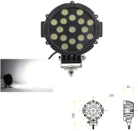 SXMA 7 Inch 51W LED Munkalámpa Kerek Spot Flood Fényszóró Vízálló 4x4 Terepjáró Traktor ATV SUV Fekete 3