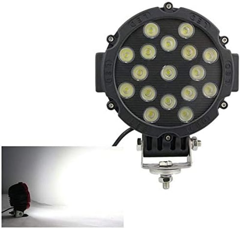 SXMA 7 Inch 51W LED Munkalámpa Kerek Spot Flood Fényszóró Vízálló 4x4 Terepjáró Traktor ATV SUV Fekete