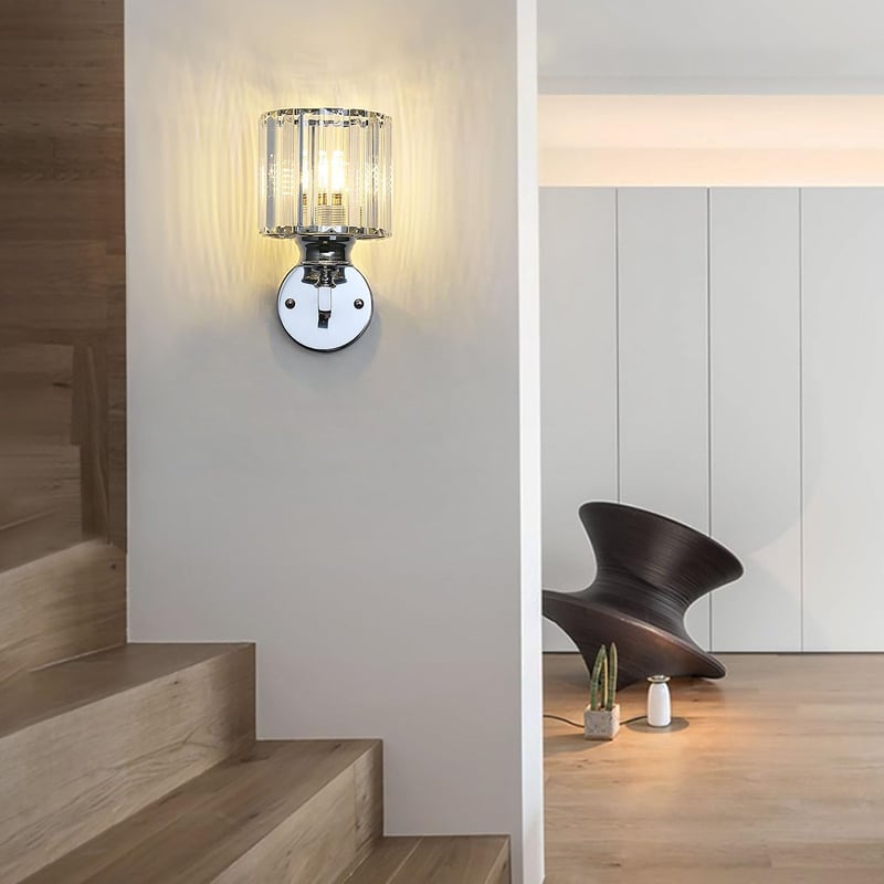 Sxtiger Modern Ezüst Kristály Fali Lámpa E27 LED Hálószoba Nappali Folyosó
