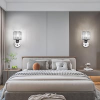 Sxtiger Modern Ezüst Kristály Fali Lámpa E27 LED Hálószoba Nappali Folyosó 8