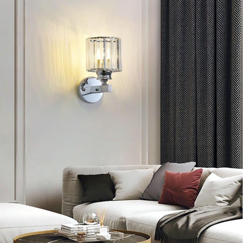 Sxtiger Modern Ezüst Kristály Fali Lámpa E27 LED Hálószoba Nappali Folyosó
