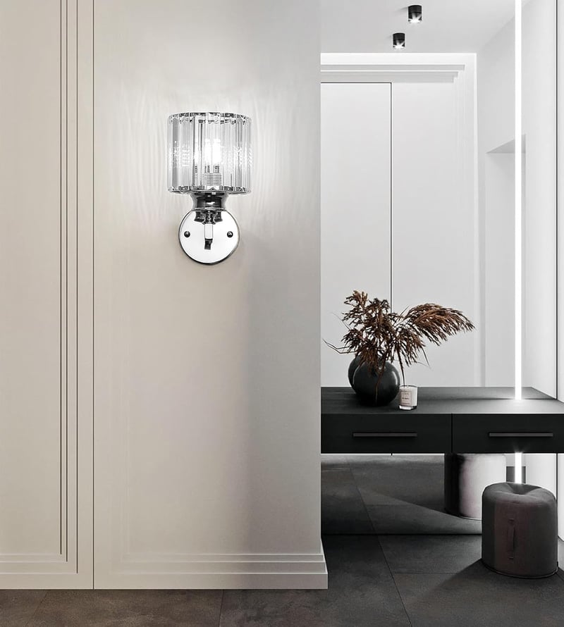 Sxtiger Modern Ezüst Kristály Fali Lámpa E27 LED Hálószoba Nappali Folyosó