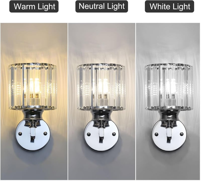 Sxtiger Modern Ezüst Kristály Fali Lámpa E27 LED Hálószoba Nappali Folyosó