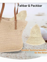 sy soul young Női Szalmakalap Széles Karimával Kézzel Szőtt Összehajtható Strandkalap UV Védelem UPF50+ Nyári Utazáshoz Bézs 6