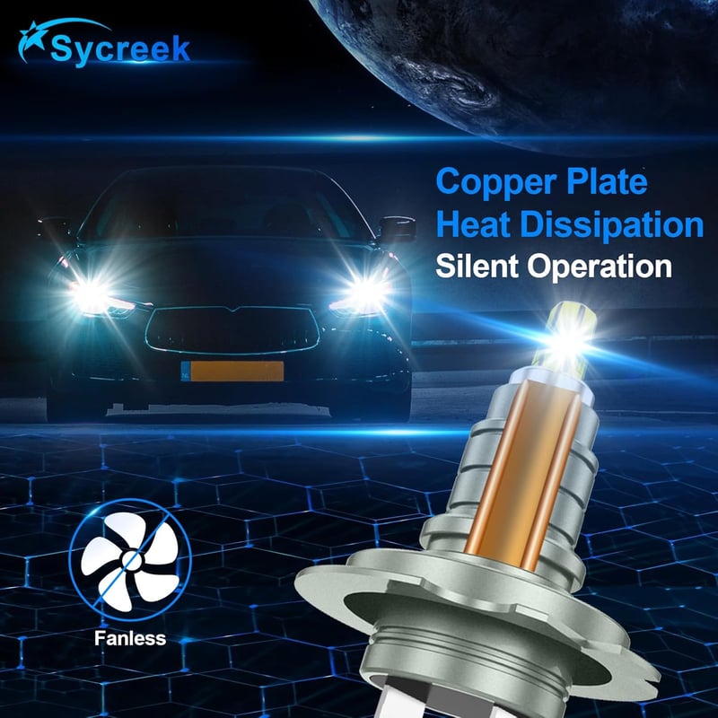 Sycreek 360 LED H7 fényszóró izzó 20000LM 6500K hideg fehér, vízálló