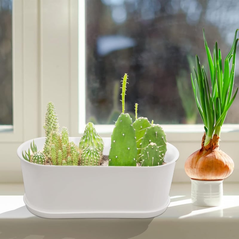 SYITCUN 5 db 22 cm-es fehér műanyag virágcserép szögletes konyha balkon ablakpárkány