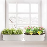 SYITCUN 5 db 22 cm-es fehér műanyag virágcserép szögletes konyha balkon ablakpárkány 3